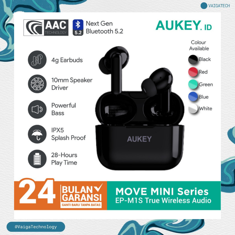 AUKEY Headset / TWS Aukey EP-M1S Move Series Mini S With BT 5.2 dan IPX 5 Garansi Resmi