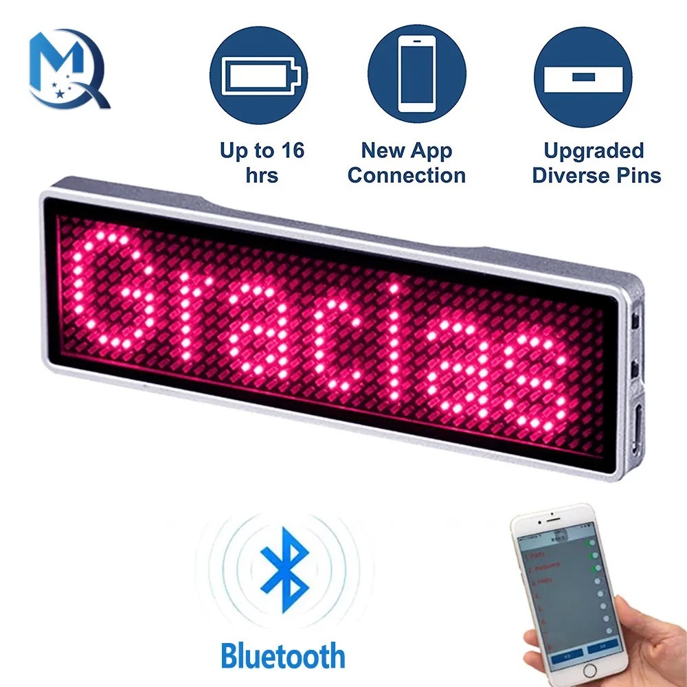 

Fully New Name Tag Bluetooth LED Name Badge DIY Programmable Scrolling Message Board Mini LED Display HD Text Digits Pattern Display