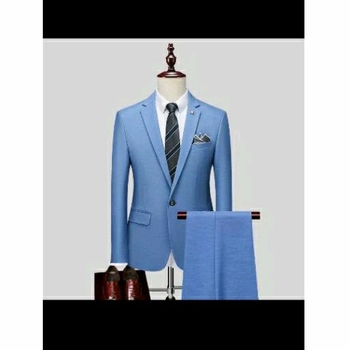 setelan jas pria warna denim / setelan jas dan celana  / jas wedding pria warna biru denim