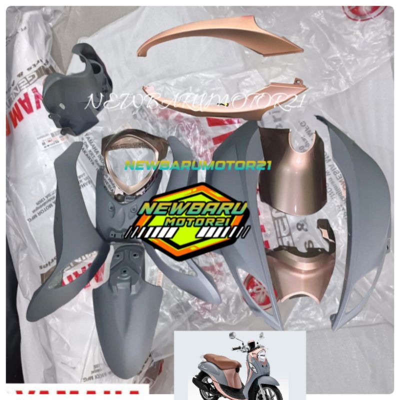 COVER BODY HALUS FULL SET YAMAHA FINO PREMIUM 125 ABU ABU DOFF ORGINAL