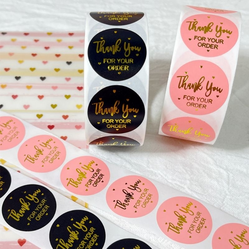 

Stiker Roll ±500 pcs Stiker Thank You Glitter Stiker Happy Birthday