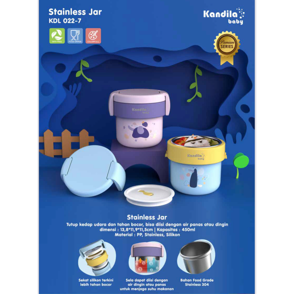 KANDILA BABY STAINLESS JAR 450ML / KDL 022-7 / KOTAK BEKAL MAKANAN UNTUK ANAK / TEMPAT BEKAL TAHAN P