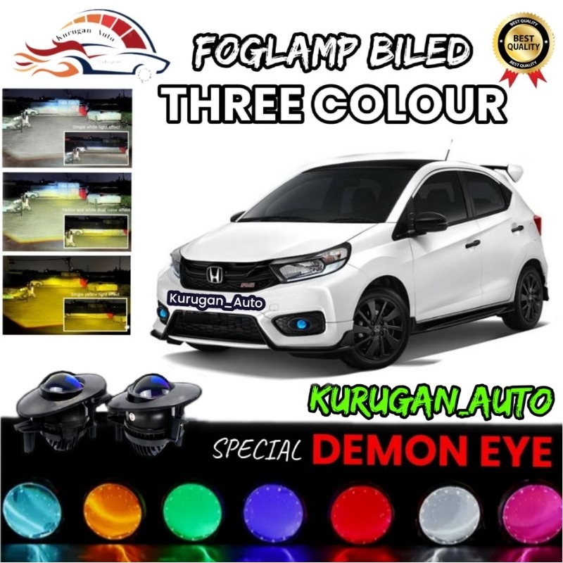 Foglamp Biled oval 3 warna Demon Devil Honda BRIO JAZZ MOBILIO FREED HRV CITY CRV lampu led variasi 