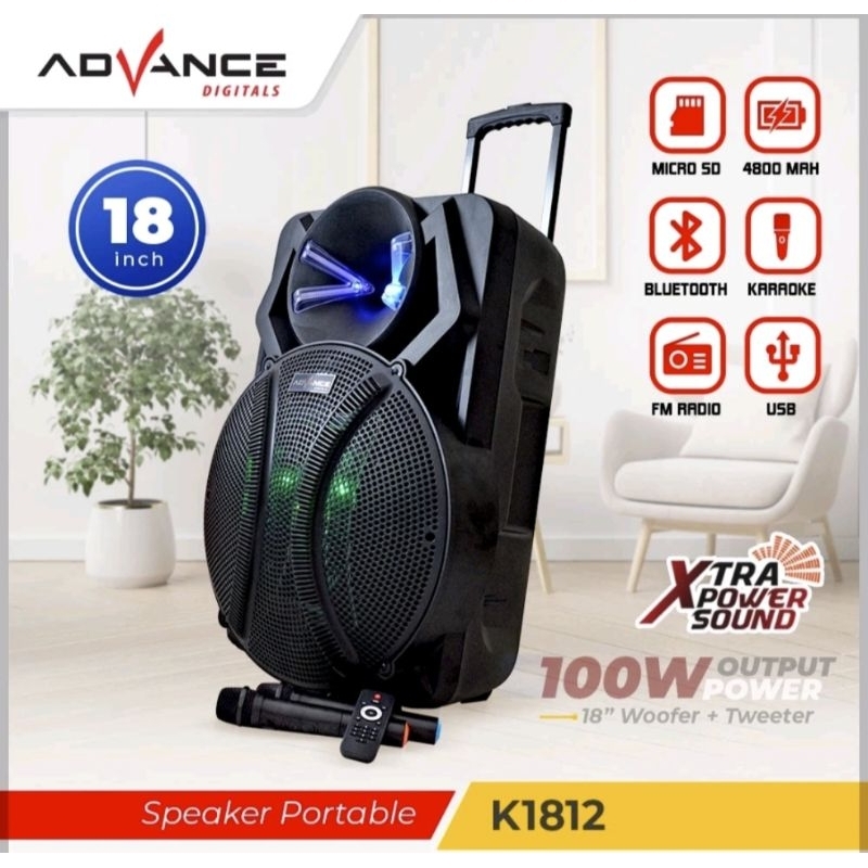 Speaker Portable Bluetooth Advance K-1812 Meeting18 inch