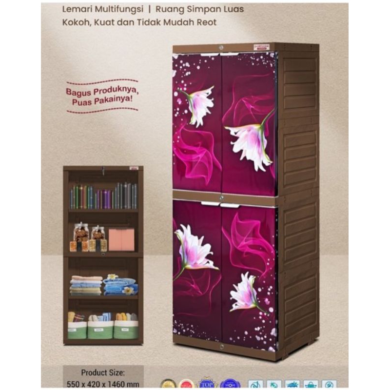 Lemari Plastik Napolly 4susun + Kunci