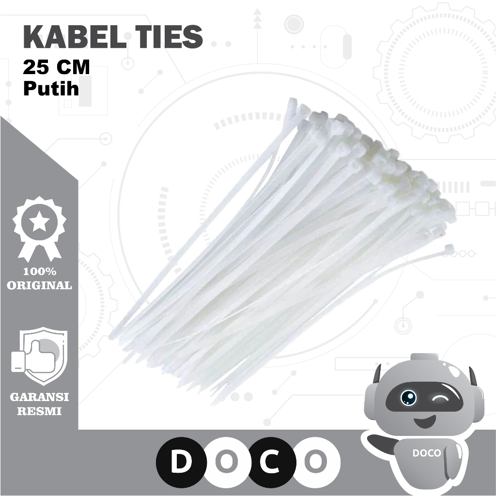 

Kabel Ties 25 cm Putih Pengikat Plastik Tali Serut Cable Tis Tie 25cm