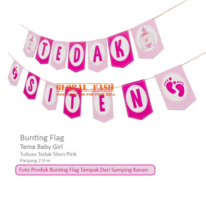 banner tedak siten pink / bunting flag tedak siten / banner tasyakuran girl