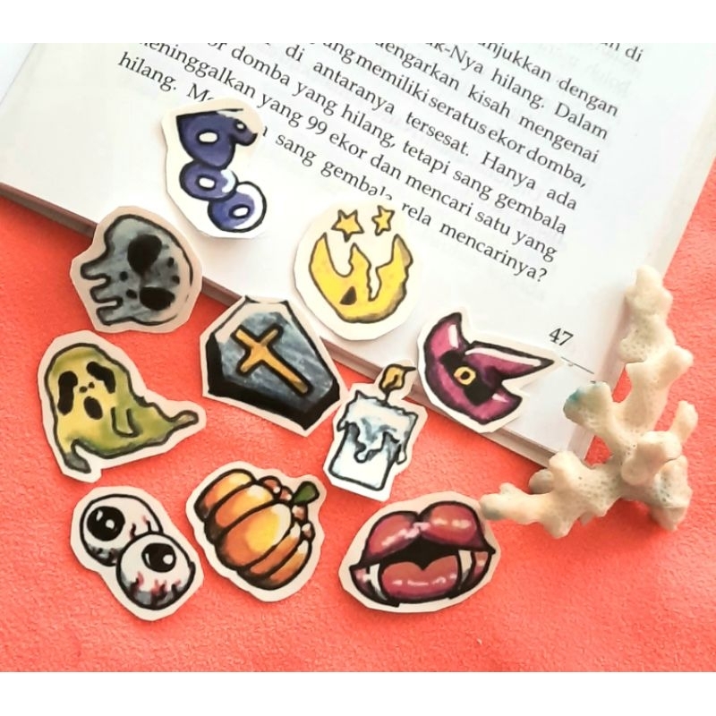 

Stiker karakter monster kartun lucu digambar handmade buatan anak SD