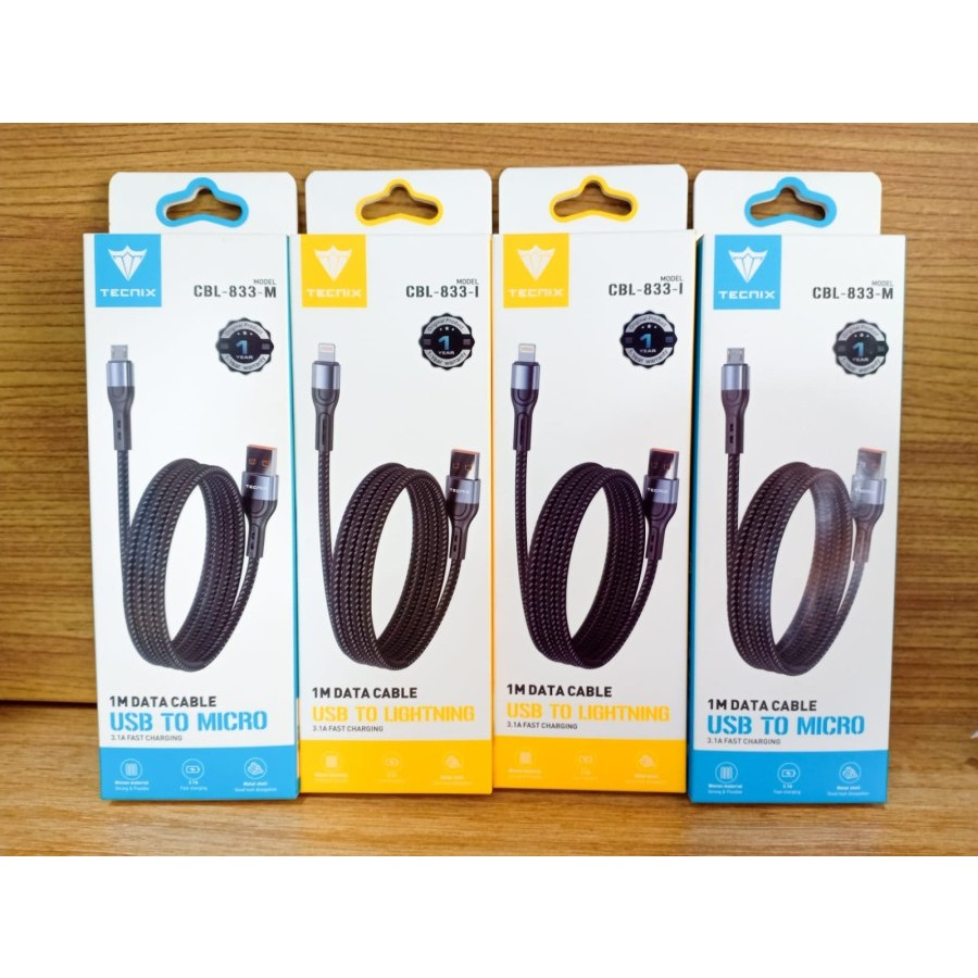 Cable Data Tecnix CBL-833-M Type Micro  3.1A Fast Charging 100cm