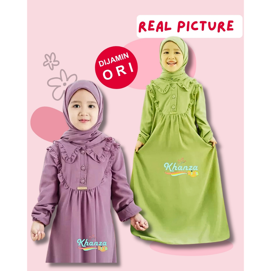 Baju Gamis anak terbaru crinkle airflow usia 3-9 tahun / Gamis kerut anak crinkle airflow / Gamis An