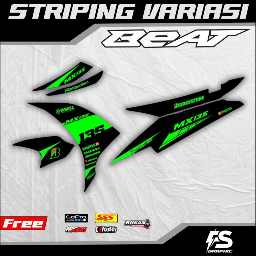 STRIPING JUPITER MX NEW 135 5 SPEED STICKER SETIKER STIKER LIST VARIASI HIJAU HITAM MOTOR YAMAHA JUP