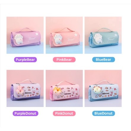 

pensil case kartun lucu squishy warna pink ungu biru / matougui kotak pensil squishy kotak pensil anak cewek lucu