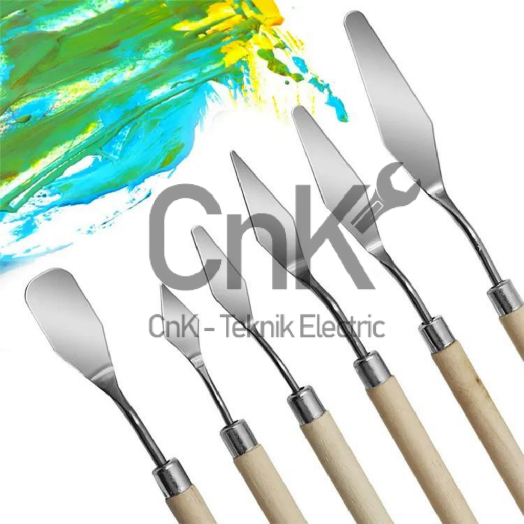 SPATULA PERATA DEKORASI KUE CAKE ART PALET PAINTING GAGANG KAYU