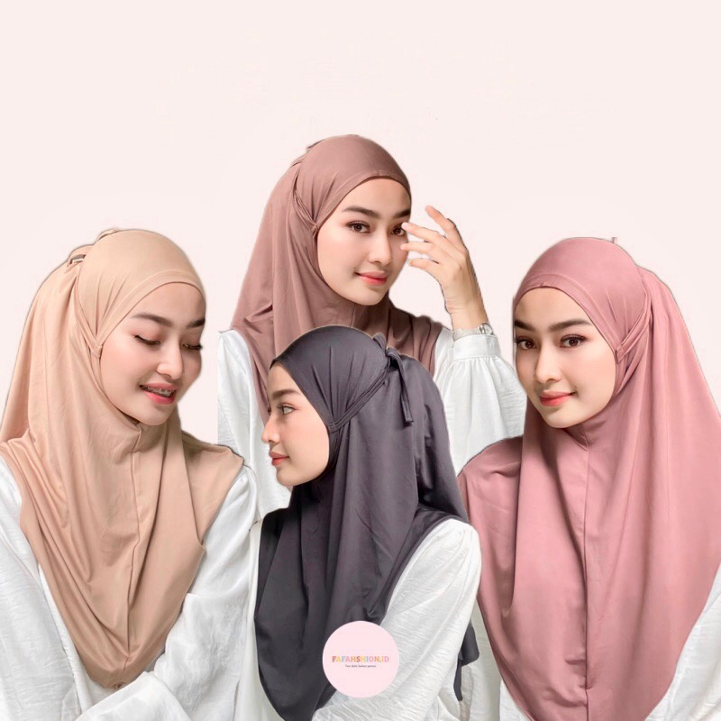 BERGO INSTAN HAMIDAH TALI NON PED / JILBAB PINGUIN NON PET TALI BAHAN JERSEY / KERUDUNG DAILY JERSEY