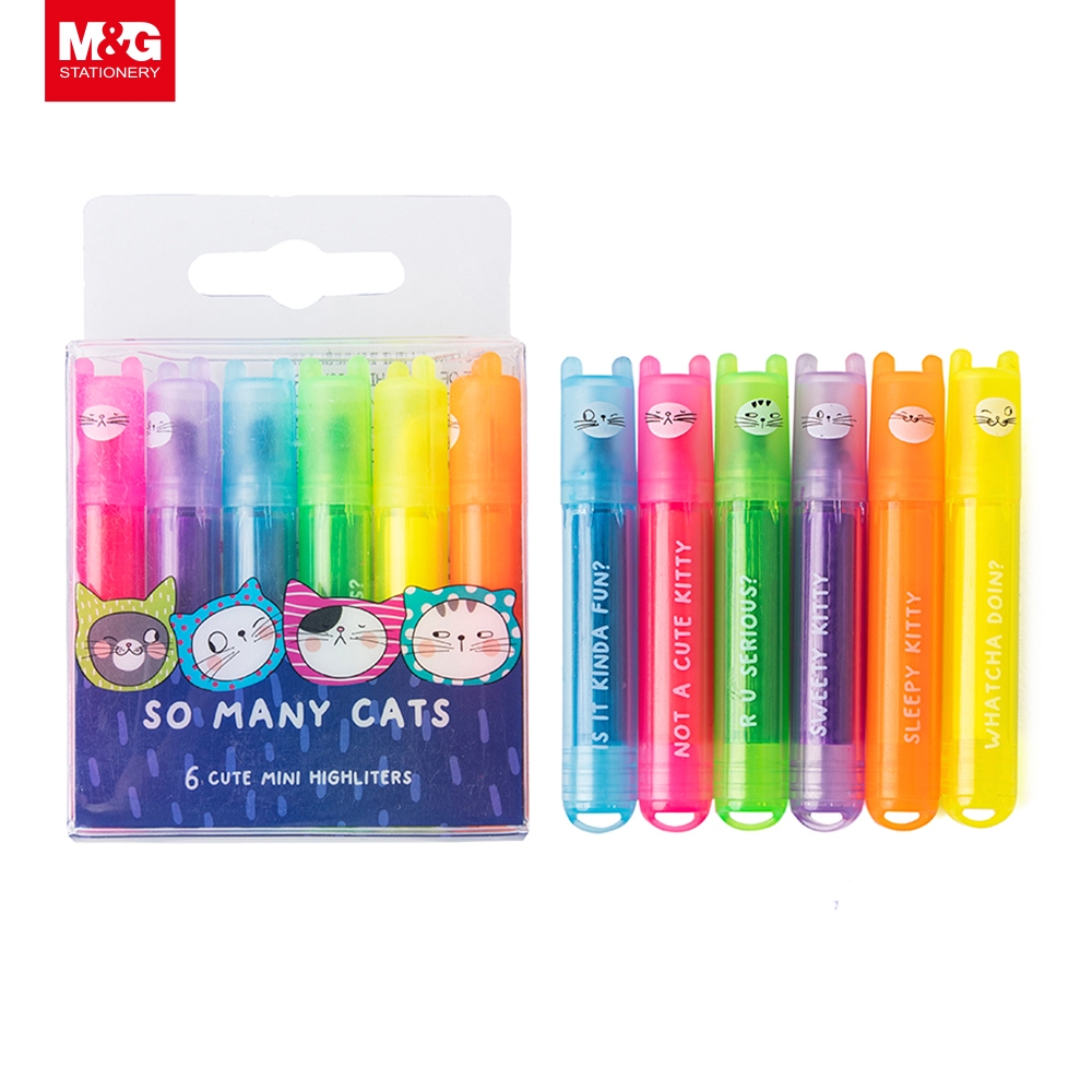 

Stabilo M&G "SO MANY CATS" Scented Highlighter Mini AHM22574 Set 6 Colors Penanda Halaman