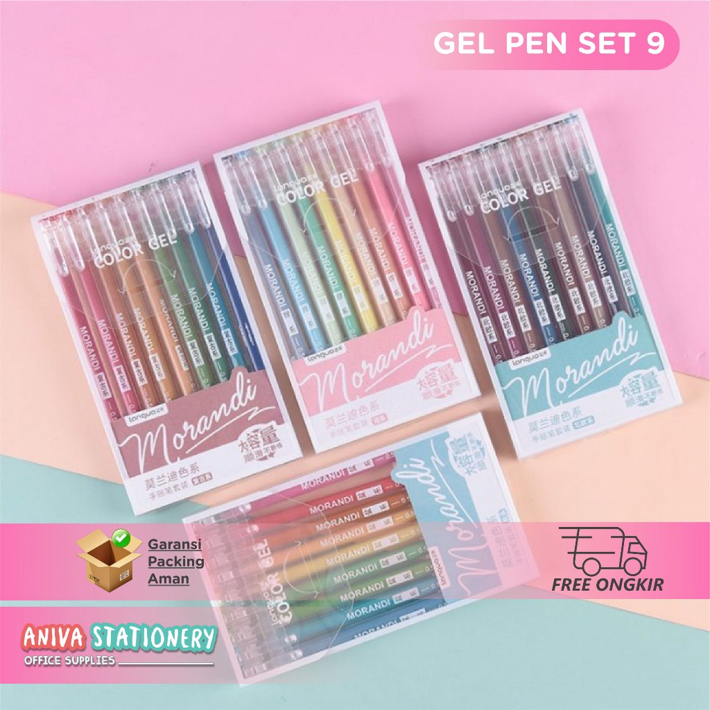 

LANGUO MORANDI REAL COLORS GEL PEN SET 9 COLORS WARNA UNIK