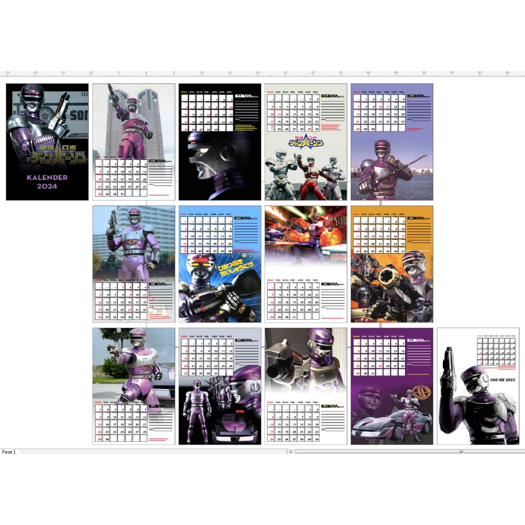 

Kalender Meja JANPERSON Calendar Tokusatsu Jadul Metal Heroes bisa custom desain