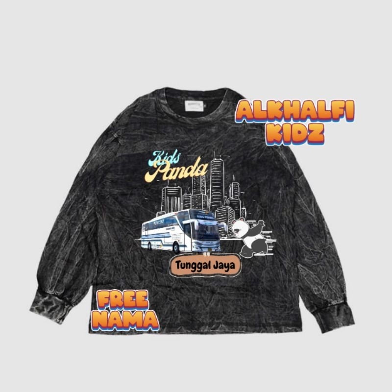Kaos Baju Washed Anak Bus Kids Panda New Jet Bus 3+