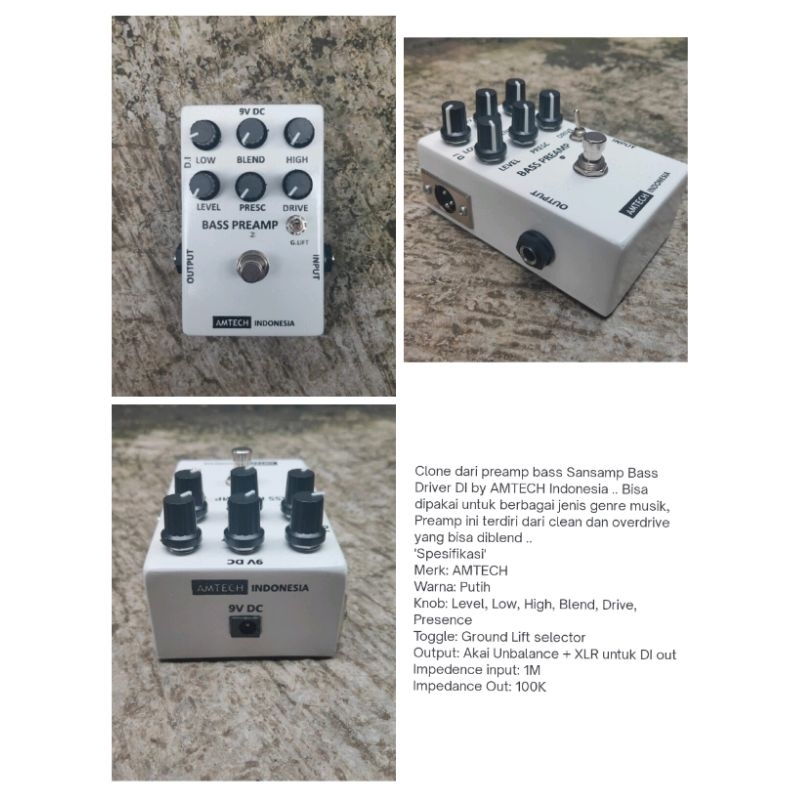 Efek Gitar Bass Preamp Bass Clone dari Sansamp Bass Driver DI By AMTECH