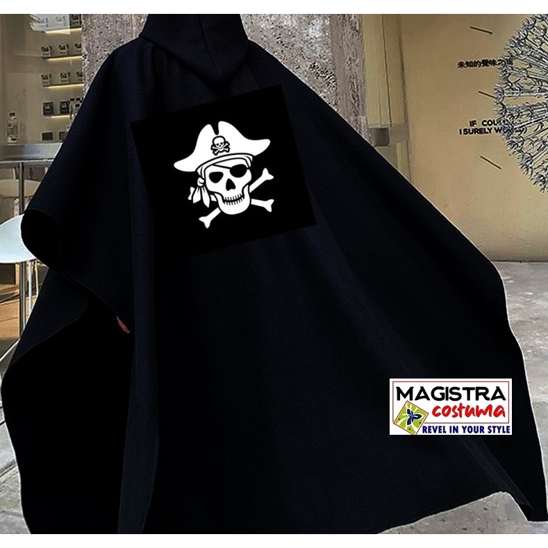 Jubah Hoodie Panjang  Kostum Bajak Laut Pirates Premium Hitam Hoodie Pria Wanita Dewasa Superhero Av