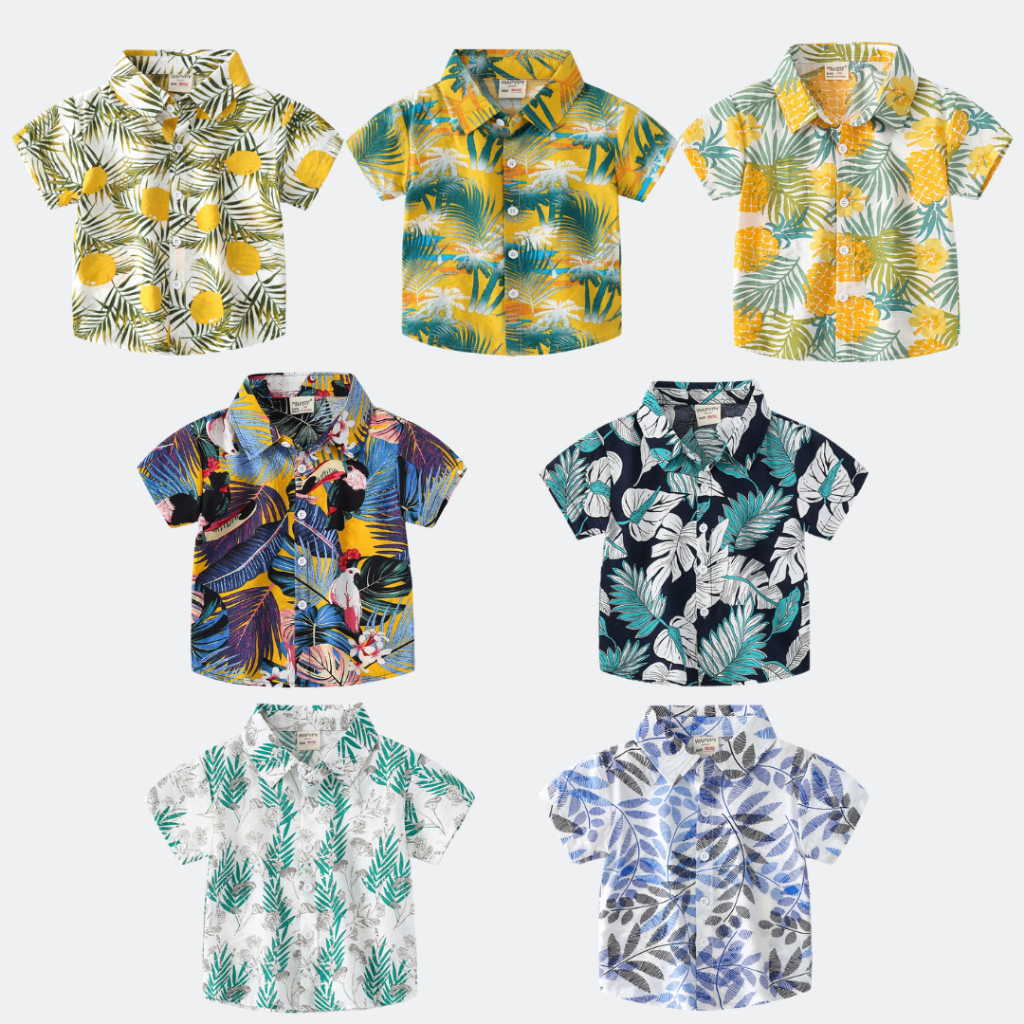 Beach Shirt | Kemeja Lengan Pendek Anak Laki Laki | Baju Pantai Anak Laki Laki | Kemeja Pantai Anak