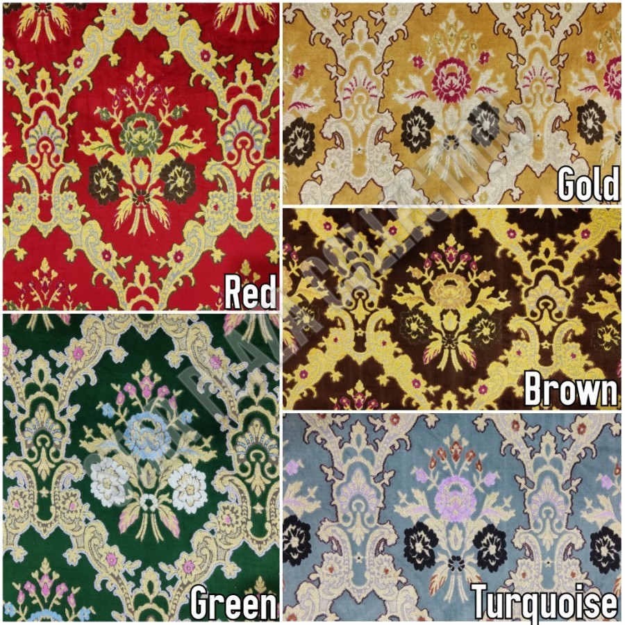 Kain Bludru Beludru Antik Mewah Premium Velvet Timbul Motif Bunga Klasik - Belgia (Sofa, Jok, Kursi 