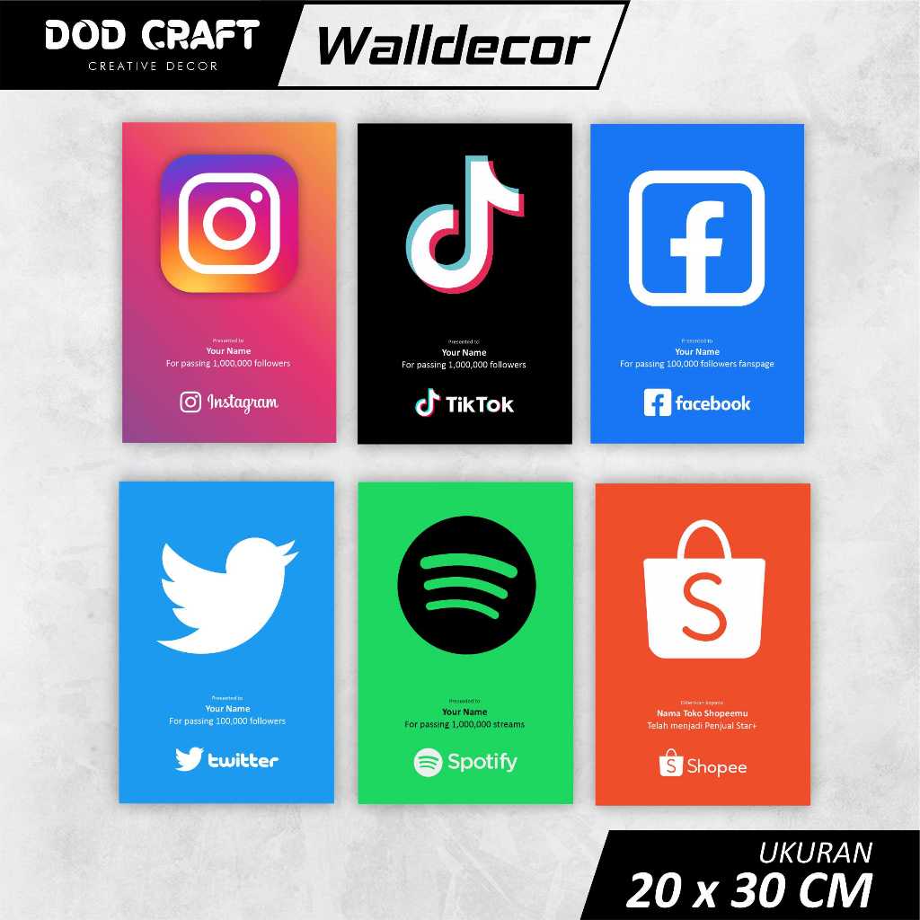 Hiasan Dinding Social Media Play Button | Instagram Awards | Instagram Button - Dod Craft