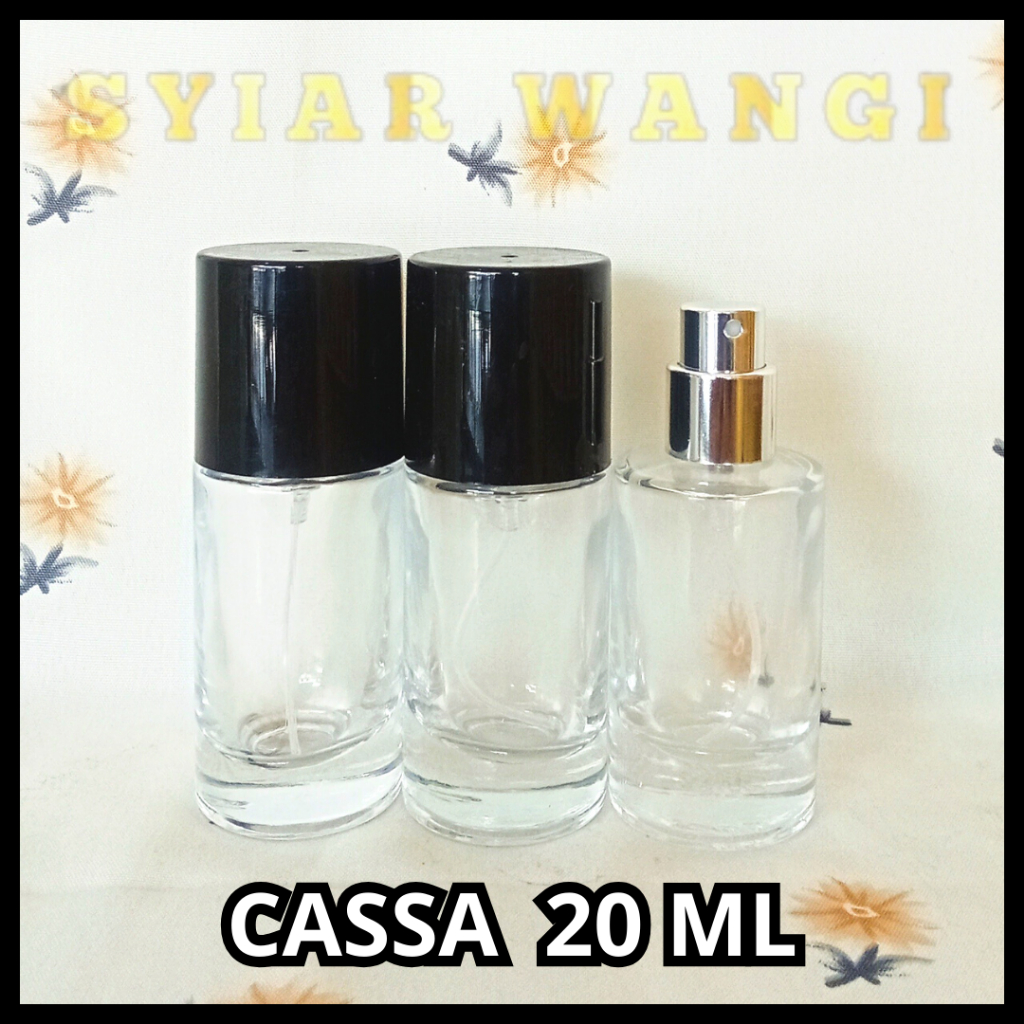 Botol Parfum SPRAY CASSA TUTUP HITAM 20ML - Botol Parfum ISI ULANG DRAT - Botol UKURAN 20ML
