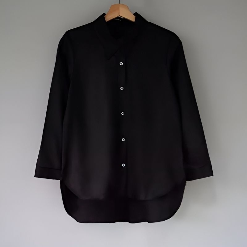 Kemeja Anak Hitam Polos Terbaru Kain Linen Usia 8 Sampai 13 Tahun