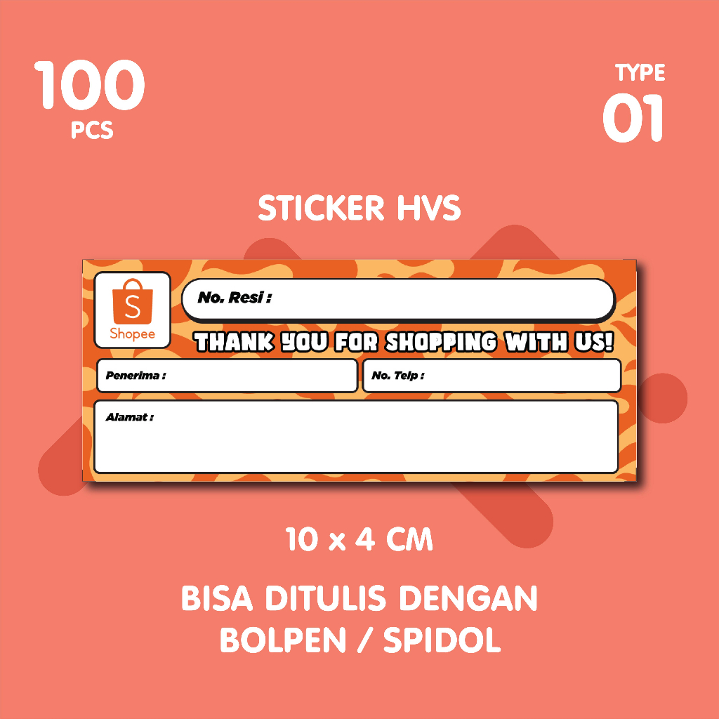 

10x4 [100 PCS] Stiker Resi Shopee | Sticker Resi Pengiriman Shopee