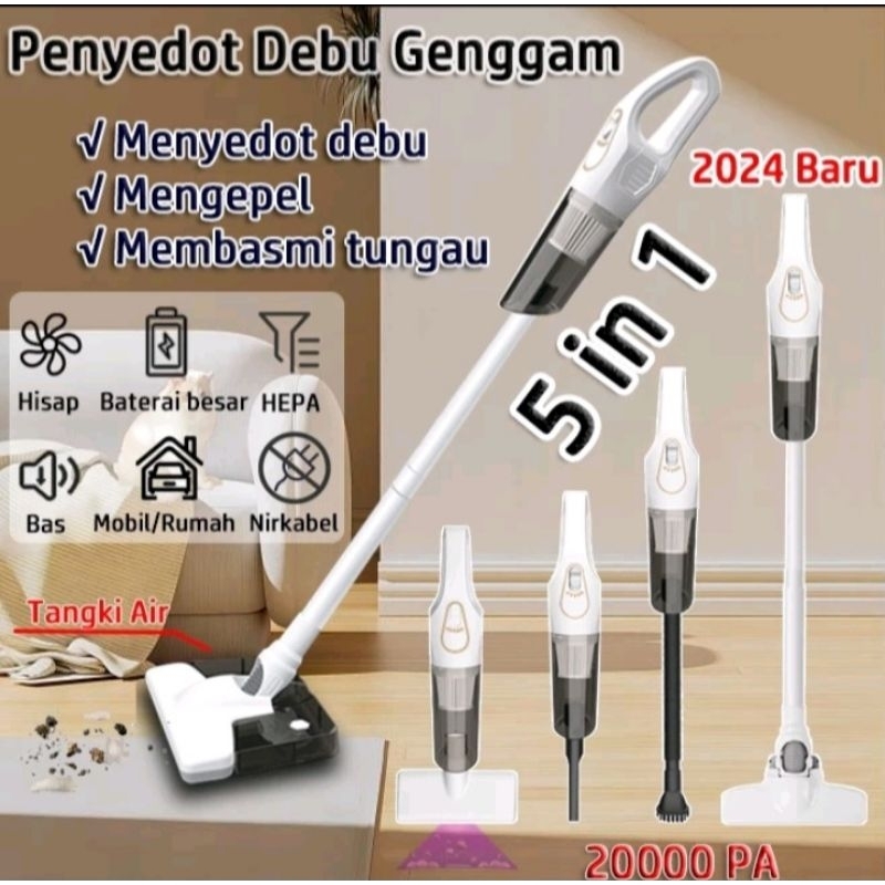 Vacum Cleaner 5 IN 1 Penyedot Debu Portable Cordless Multifungsi / Alat Pel Lantai / Sapu Lantai Oto