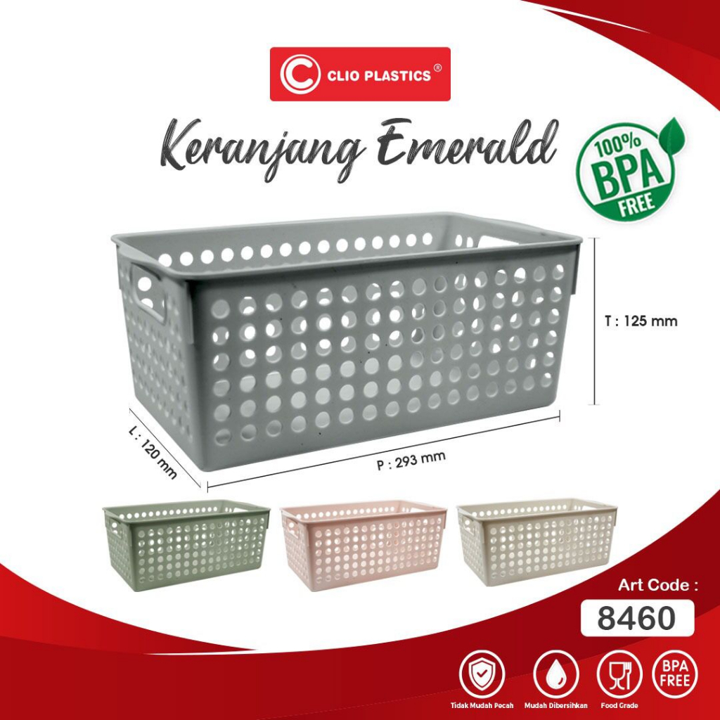 Keranjang Tempat Wadah Kotak Emerald CLIO / Box Penyimpanan Persegi Panjang Serbaguna Multifungsi Ma