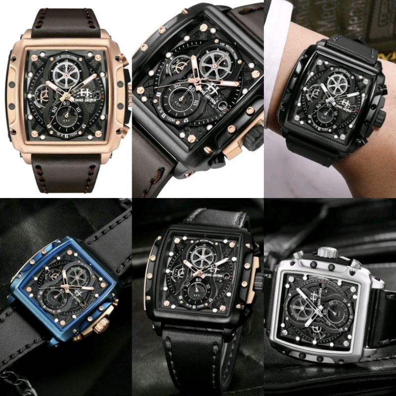 Jam Tangan Pria Evans Jayden 9550 Sapphire Chronograph Original Strap Kulit