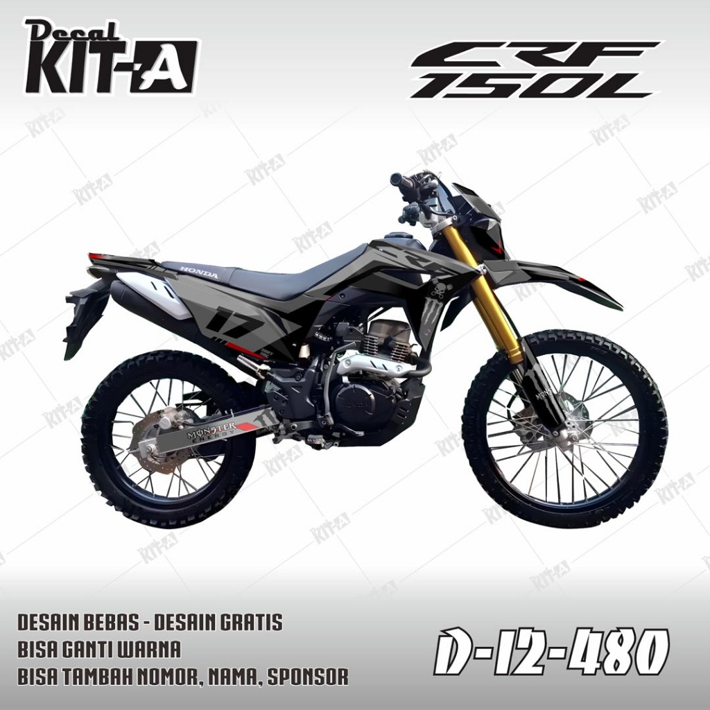 Decal CRF 150 L WARNA ABU D-I2-480
