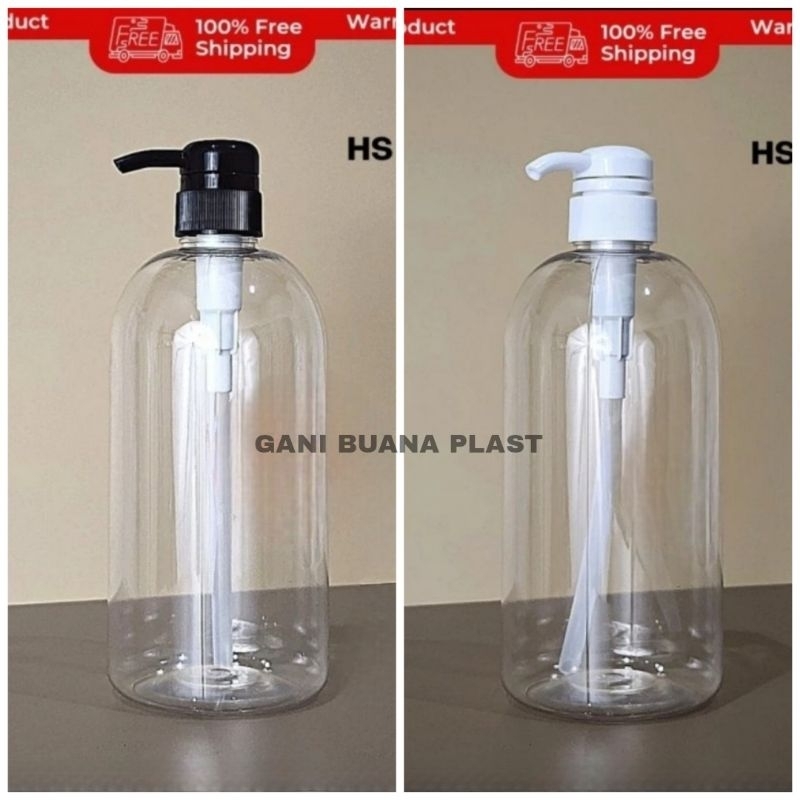 BOTOL PUMP 1000ML PET/BOTOL PUMP 1 LITER BENING TUTUP PUMP BULAT