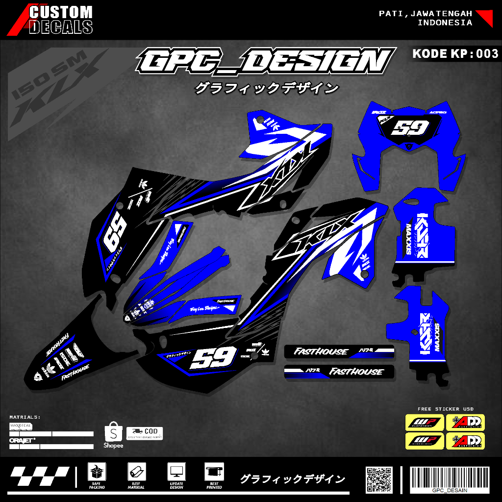 Stiker Decal KLX 150 SM Full Body Terbaru 2023 - 2024 DECAL KLX 150 SM HITAM /DECAL KLX 150 NEW / DE