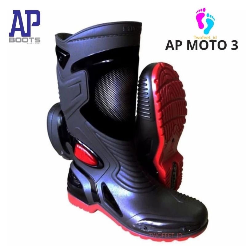 AP BOOTS MOTO 3 BLACK RED 38-45 - SEPATU BOOTS SEPATU BIKERS MOTO 3 - AP BOOTS