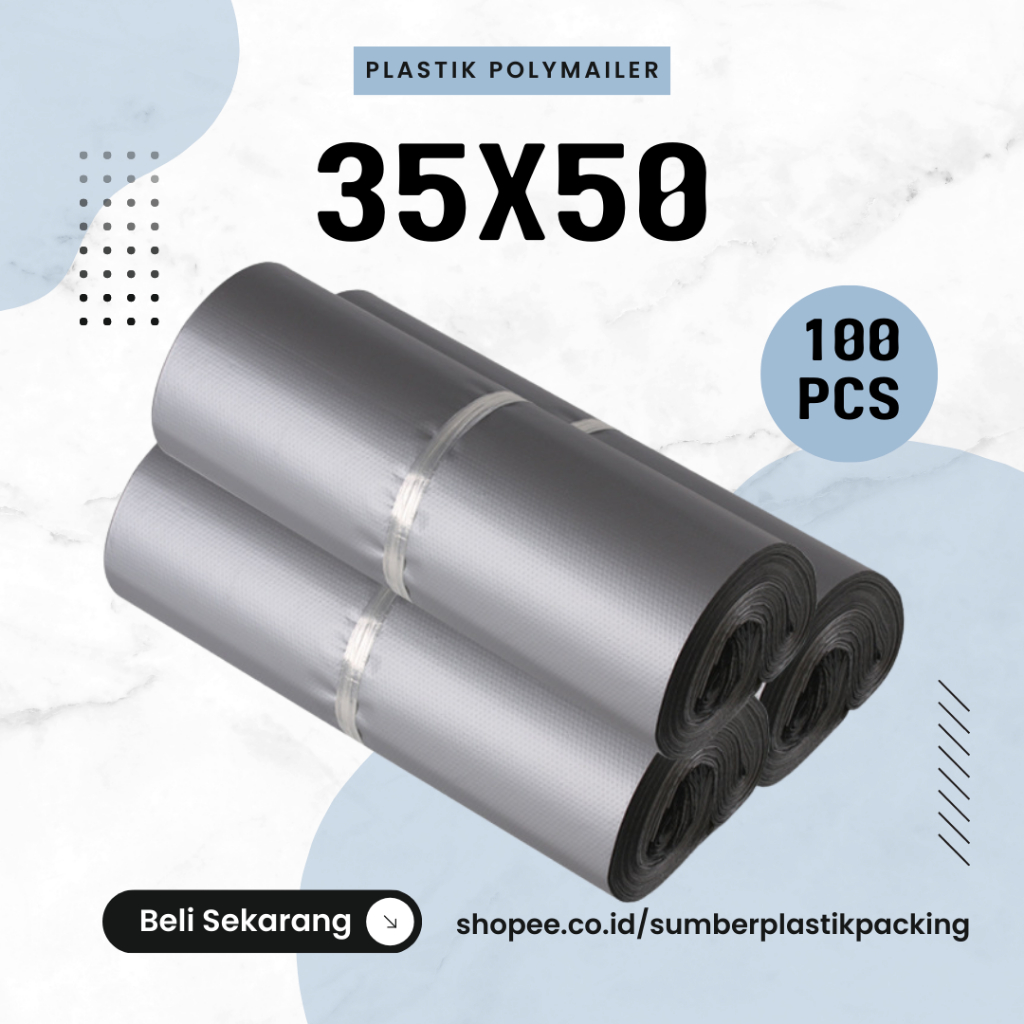 

Plastik Polymailer 35x50cm isi 100 Warna SIlver | Plastik Packing Baju/Dress/Grosir/Retail | Plastik Muat Banyak