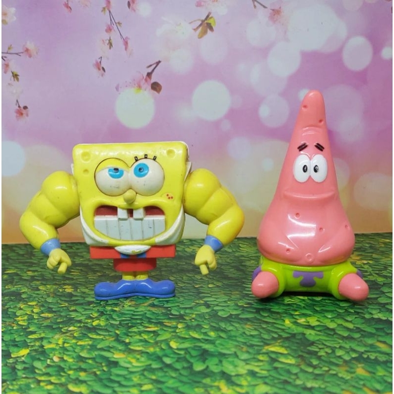 Figure Spongebob berotot, patrick mcd happy meal set 2pcs