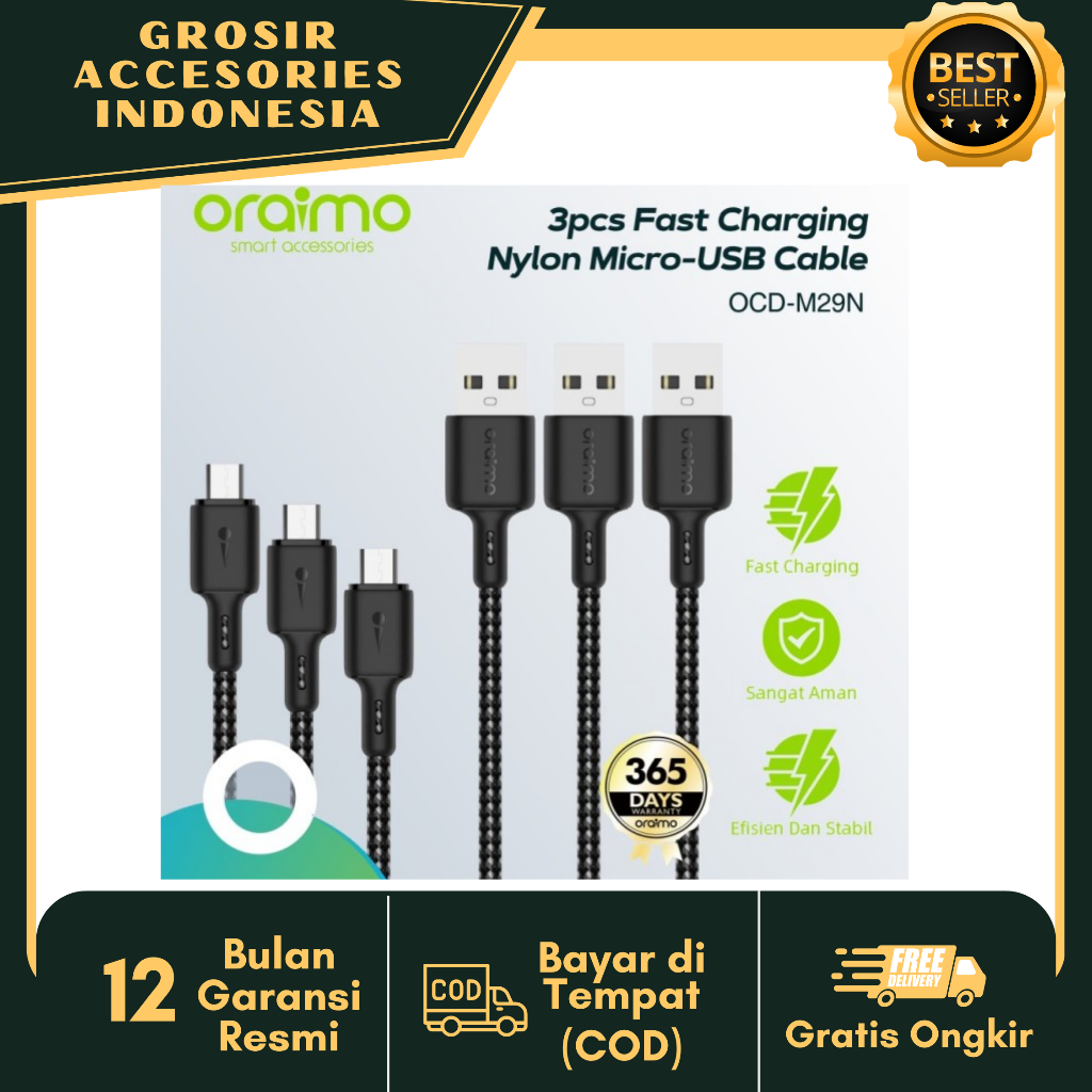 Oraimo Kabel Data Micro USB Fast Charging Cable OCD-M29N Micro USB/OCD-C29N- Type C- Original Oraimo