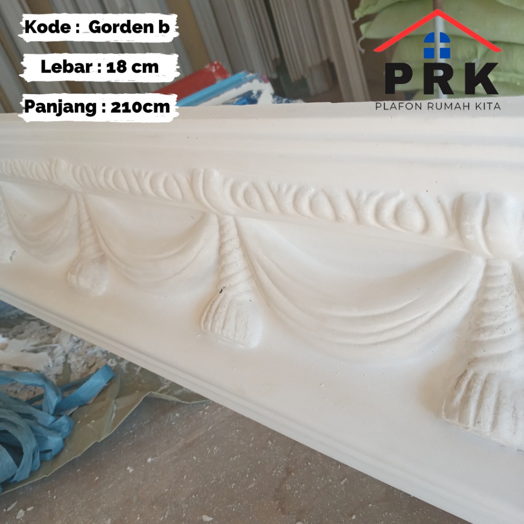 Lis List Gypsum Gipsum Motif Gorden Besar lebar 18cm Plafon ornament dekoratif untuk Interior Plafon