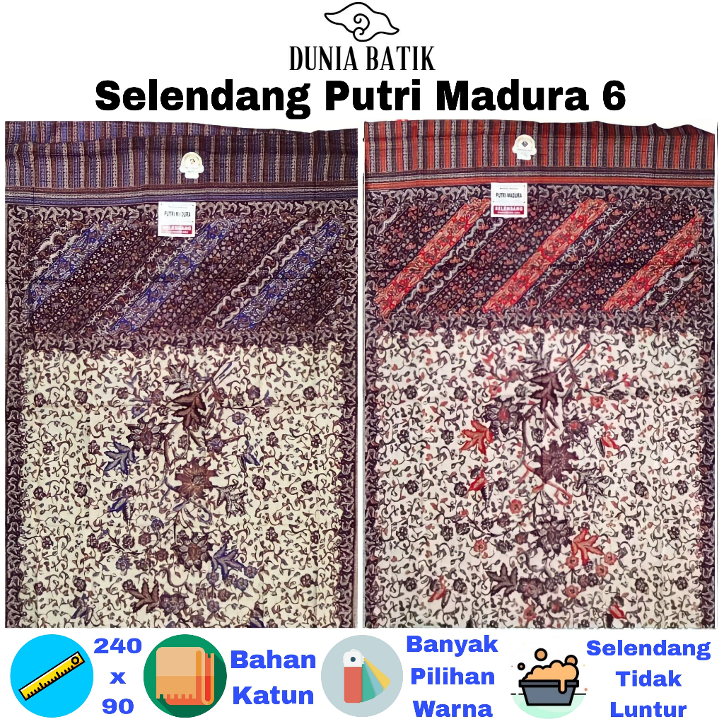 Gendongan Bayi Putri Madura 6 Selendang Halus Cukin Batik Bunga Gendong Lebar Gendongan Jarik Besar 