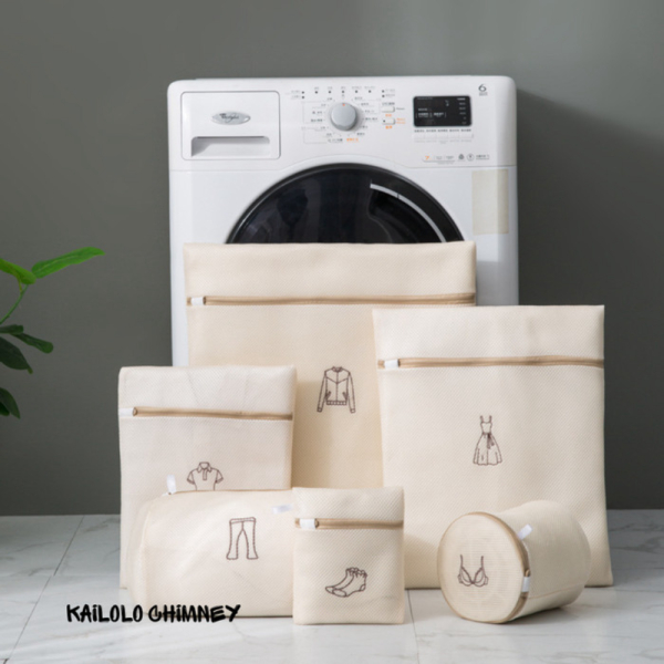 Promo Laundry Bag Net Jaring Baju Kantong Mesin Cuci Set Tebal Premium 6 Pcs - Beige Berkualitas