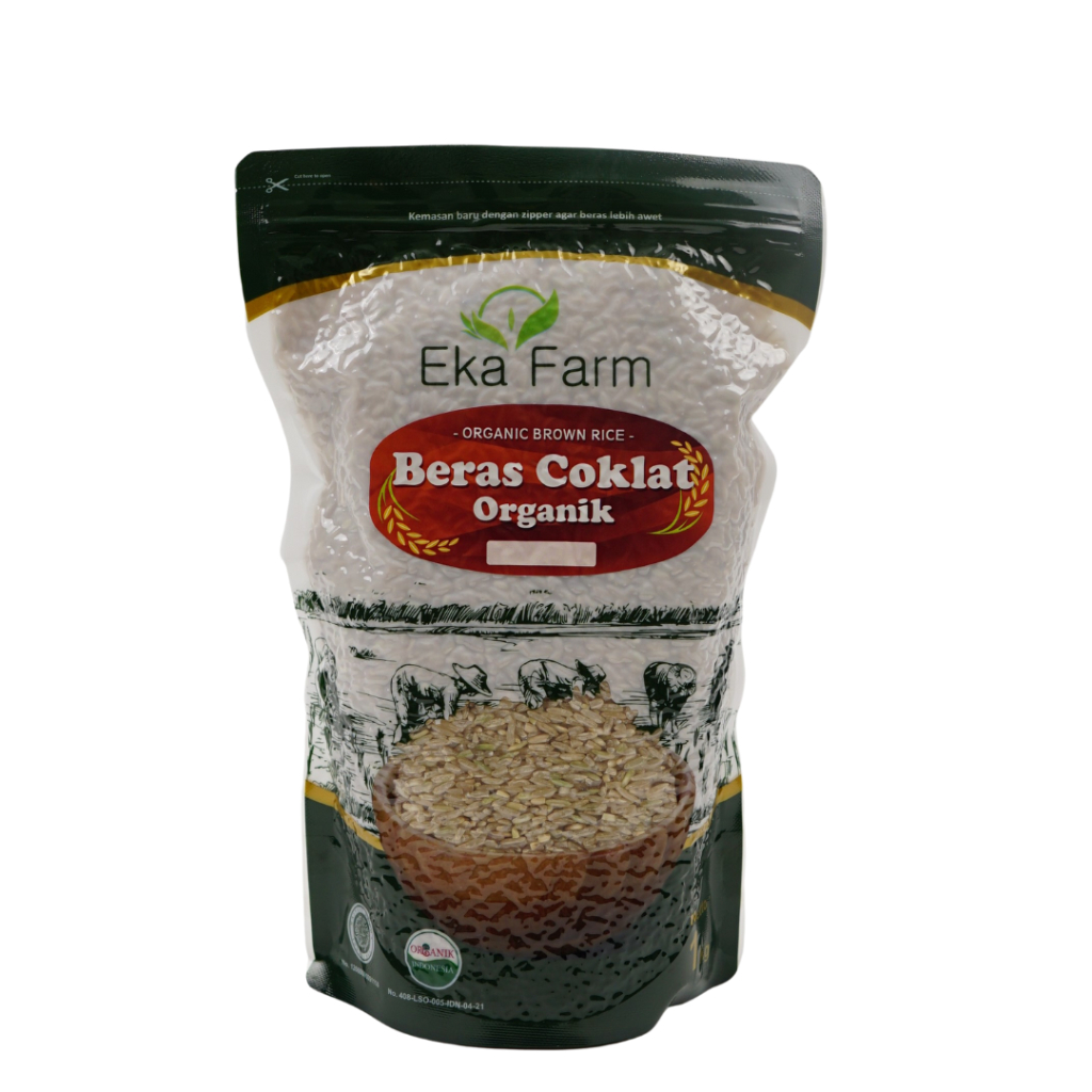 

Beras Coklat Organik-Organic Brown Rice EKA FARM Kemasan Vakum 1 Kg Untuk Kesehatan Jantung