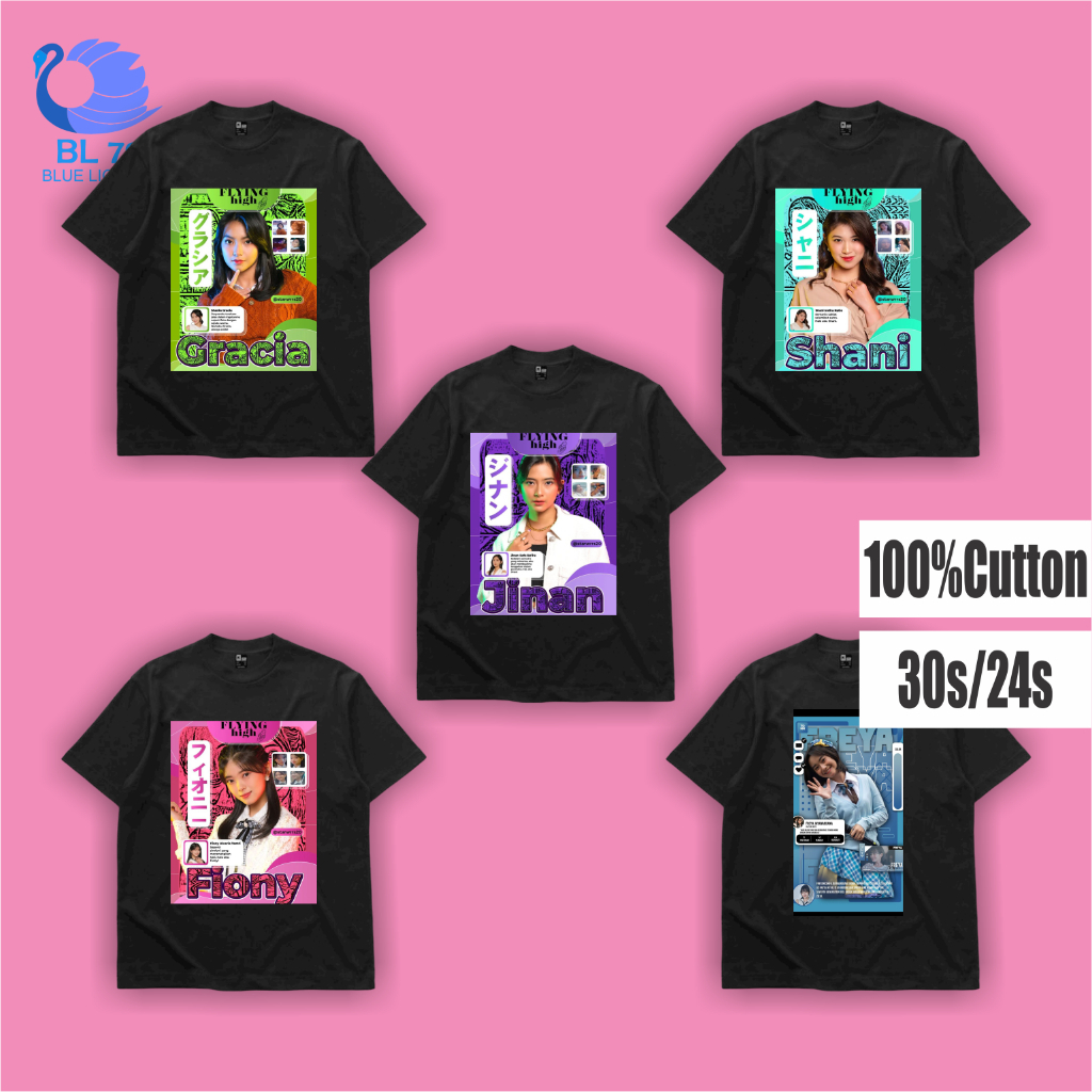 TSHIRT | OVERSIZE | KAOS JKT48 | JKT | 48 GRACIA FIONY FREYA JINAN SHANI | KAOS BAJU GIRL BAND JKT48