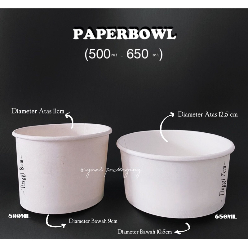 PAPERBOWL / MANGKOK KERTAS , TEBAL TIDAK GAMPANG PENYOK Ukuran 500ml dan 650ml mangkok tahan microwave cocok untuk rice bowl dan sejenisnya Dijamin Food Grade