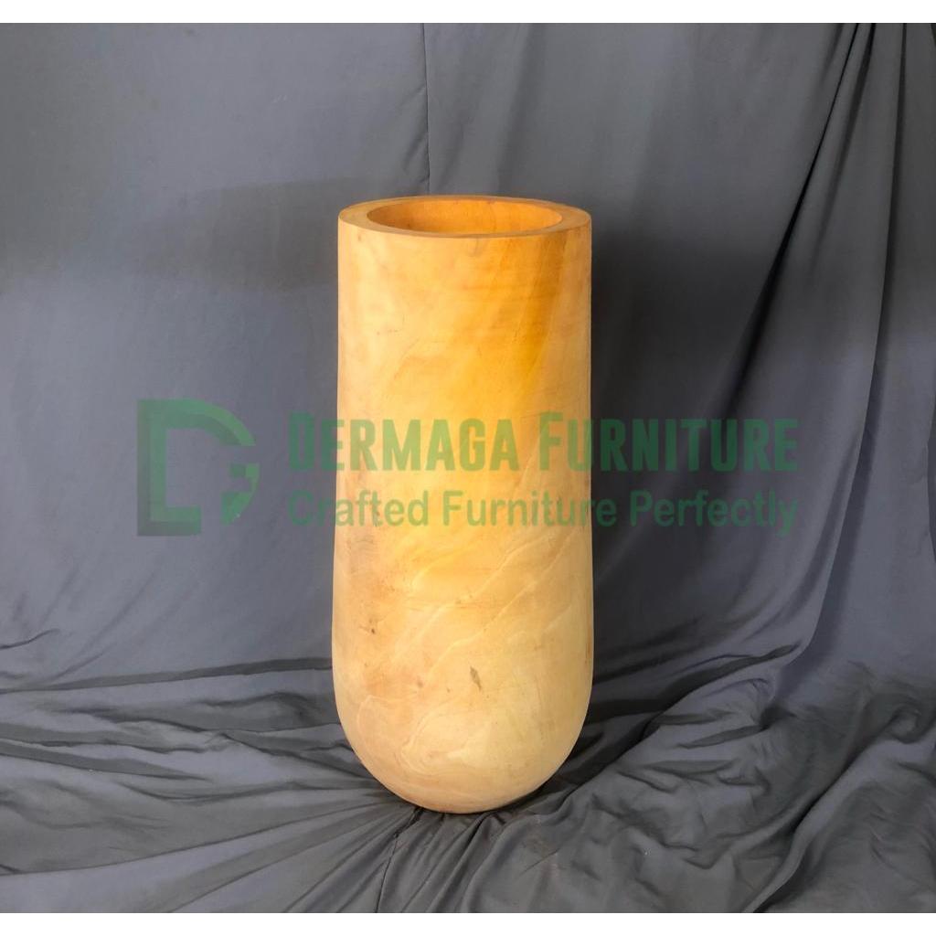 (CARGO) VAS POLOS 70CM KAYU MAHONI MEWAH DEKORASI PELAMINAN INTERIOR CAFE MAKAN KOPI TAMU MURAH KARY