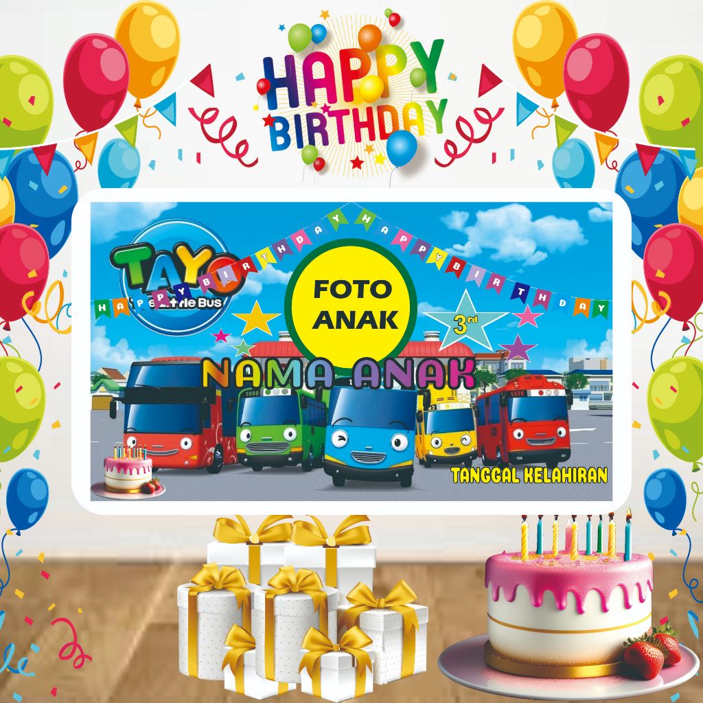 SPANDUK ULANG TAHUN TEMA TAYO | BANNER ULTAH TAYO