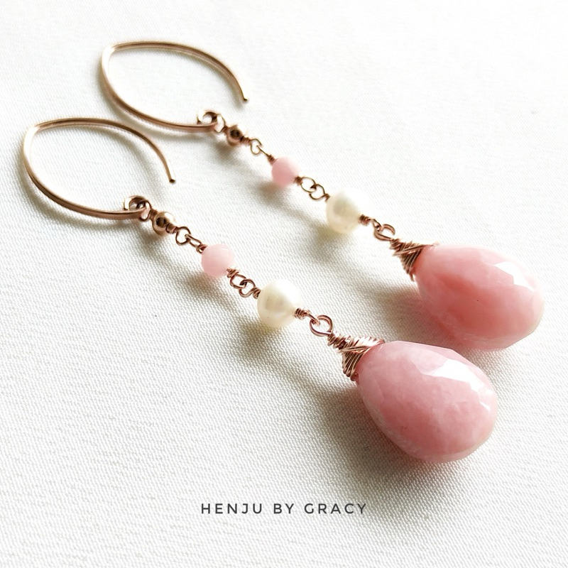 HENJU BY GRACY | Gemstone Dangle mix Tiny Stones | Gemstone Earrings | Personalised Earrings | 14K G
