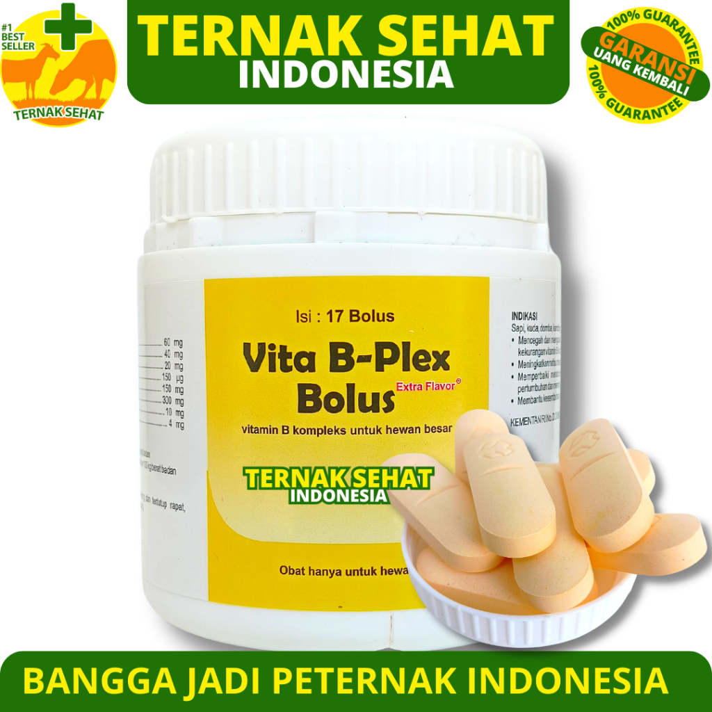 VITA B PLEX BOLUS 1 POT (17 BOLUS) MEDION - Vitamin B Complex Bolus Untuk Ternak Sapi Kambing Domba